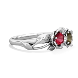 Lab Ruby Rose Garden 14K White Gold ring R5510