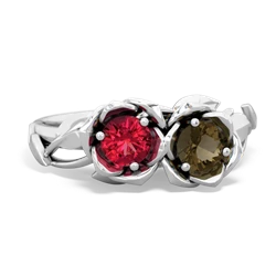 Lab Ruby Rose Garden 14K White Gold ring R5510