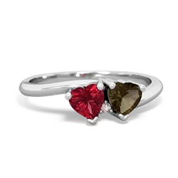 Lab Ruby Sweethearts 14K White Gold ring R5260