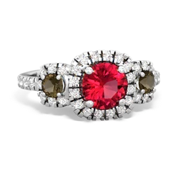 Lab Ruby Regal Halo 14K White Gold ring R5350