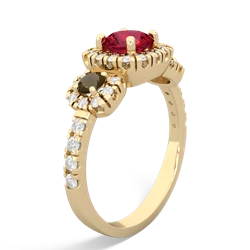 Lab Ruby Regal Halo 14K Yellow Gold ring R5350