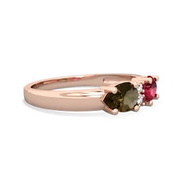 Lab Ruby Pear Bowtie 14K Rose Gold ring R0865