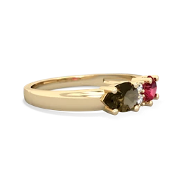 Lab Ruby Pear Bowtie 14K Yellow Gold ring R0865