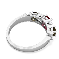 Lab Ruby Hugs And Kisses 14K White Gold ring R5016