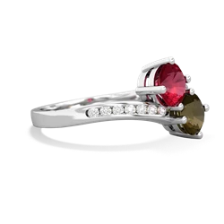 Lab Ruby Channel Set Two Stone 14K White Gold ring R5303