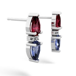 Lab Ruby Bowtie Drop 14K White Gold earrings E0865