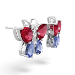 Lab Ruby Butterfly 14K White Gold earrings E2215