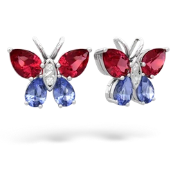 Lab Ruby Butterfly 14K White Gold earrings E2215