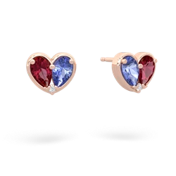 Lab Ruby 'Our Heart' 14K Rose Gold earrings E5072