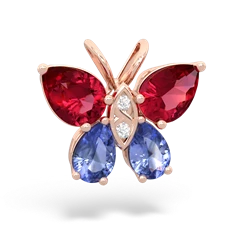 Lab Ruby Butterfly 14K Rose Gold pendant P2215