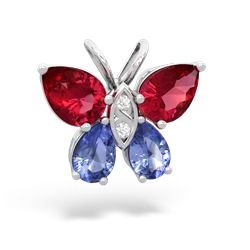 Lab Ruby Butterfly 14K White Gold pendant P2215