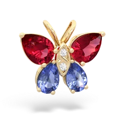 Lab Ruby Butterfly 14K Yellow Gold pendant P2215