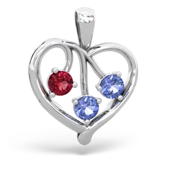 Lab Ruby Glowing Heart 14K White Gold pendant P2233