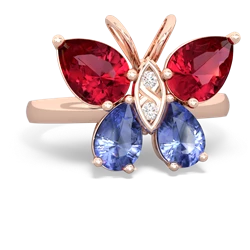 Lab Ruby Butterfly 14K Rose Gold ring R2215