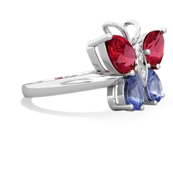 Lab Ruby Butterfly 14K White Gold ring R2215