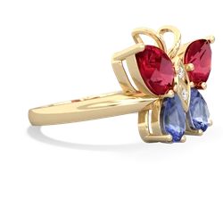 Lab Ruby Butterfly 14K Yellow Gold ring R2215