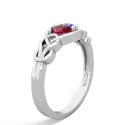 Lab Ruby Celtic Love Knot 14K White Gold ring R5420