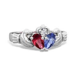 Lab Ruby 'Our Heart' Claddagh 14K White Gold ring R2388