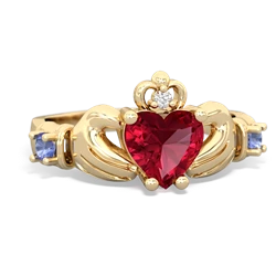 Lab Ruby Claddagh Keepsake 14K Yellow Gold ring R5245