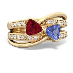 Lab Ruby Bowtie 14K Yellow Gold ring R2360