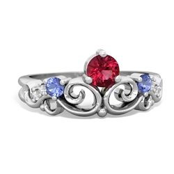 Lab Ruby Crown Keepsake 14K White Gold ring R5740