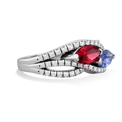 Lab Ruby Diamond Rivers 14K White Gold ring R3070