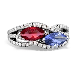 Lab Ruby Diamond Rivers 14K White Gold ring R3070