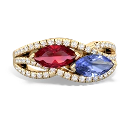 Lab Ruby Diamond Rivers 14K Yellow Gold ring R3070