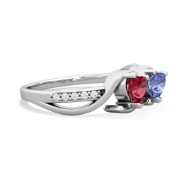 Lab Ruby Side By Side 14K White Gold ring R3090