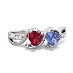 Lab Ruby Side By Side 14K White Gold ring R3090