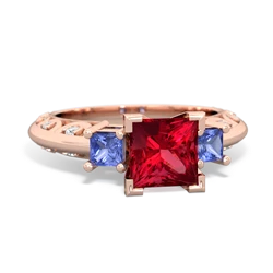 Lab Ruby Eternal Embrace Engagement 14K Rose Gold ring C2001