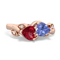 Lab Ruby Floral Elegance 14K Rose Gold ring R5790