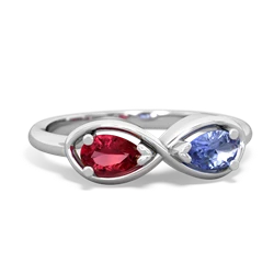 Lab Ruby Infinity 14K White Gold ring R5050