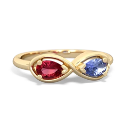 Lab Ruby Infinity 14K Yellow Gold ring R5050