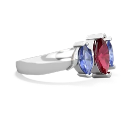 Lab Ruby Three Peeks 14K White Gold ring R2433