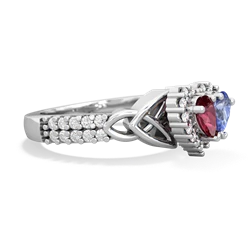 Lab Ruby Celtic Knot Two Hearts As One 14K White Gold ring R2644HRT