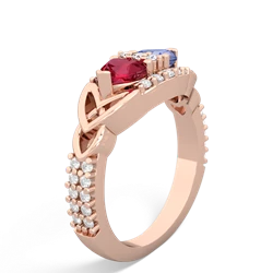 Lab Ruby Sparkling Celtic Knot 14K Rose Gold ring R2645