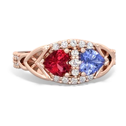 Lab Ruby Sparkling Celtic Knot 14K Rose Gold ring R2645