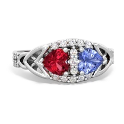 Lab Ruby Sparkling Celtic Knot 14K White Gold ring R2645