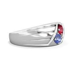 Lab Ruby Men's Streamline 14K White Gold ring R0460