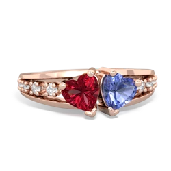 Lab Ruby Heart To Heart 14K Rose Gold ring R3342