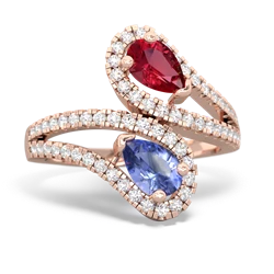 Lab Ruby Diamond Dazzler 14K Rose Gold ring R3000