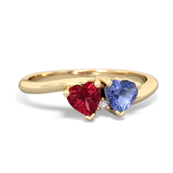 Lab Ruby Sweethearts 14K Yellow Gold ring R5260