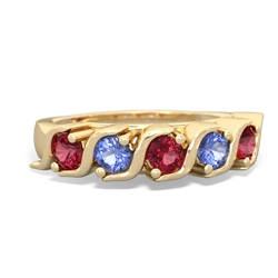 Lab Ruby Anniversary Band 14K Yellow Gold ring R2089