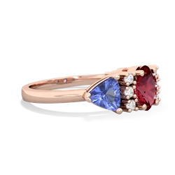 Lab Ruby Antique Style Three Stone 14K Rose Gold ring R2186