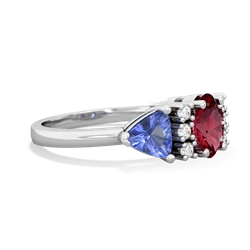 Lab Ruby Antique Style Three Stone 14K White Gold ring R2186