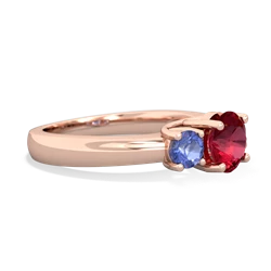 Lab Ruby Three Stone Round Trellis 14K Rose Gold ring R4018