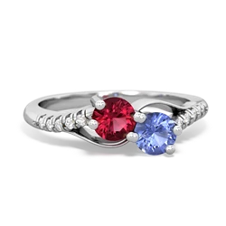 Lab Ruby Infinity Pave Two Stone 14K White Gold ring R5285