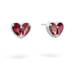 Lab Ruby 'Our Heart' 14K White Gold earrings E5072