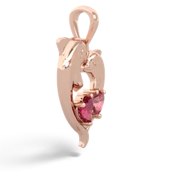 Lab Ruby Dolphin Heart 14K Rose Gold pendant P5820